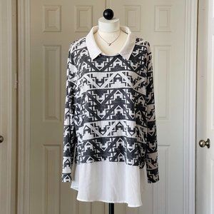Eyeshadow Womens LS Layered-Look Pullover Blouse 3XL